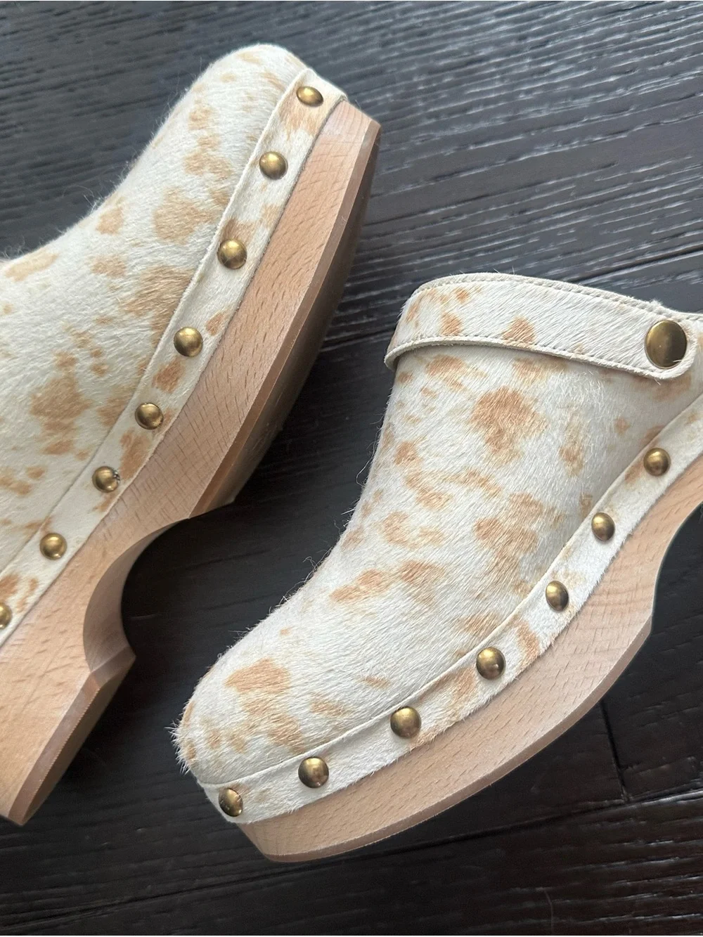 J. Crew Cow Print Calf Hair Clogs Size 7.5